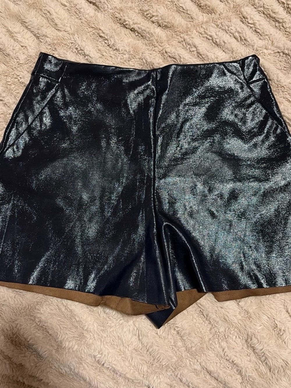 Zara Black Shimmer High-Waist Shorts